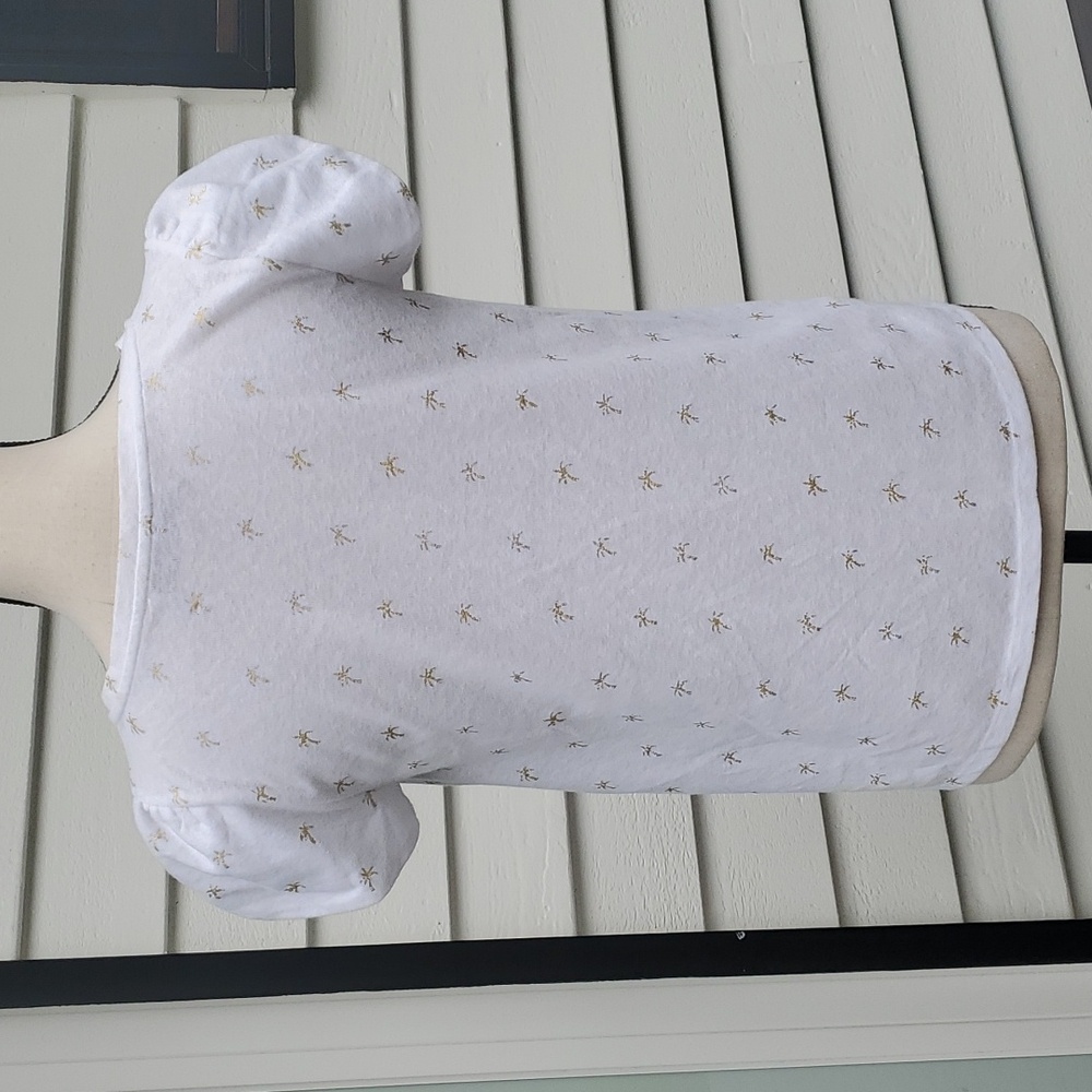 Loft Flutter Sleeve Metallic Palm Tree Print Shirt - image 5